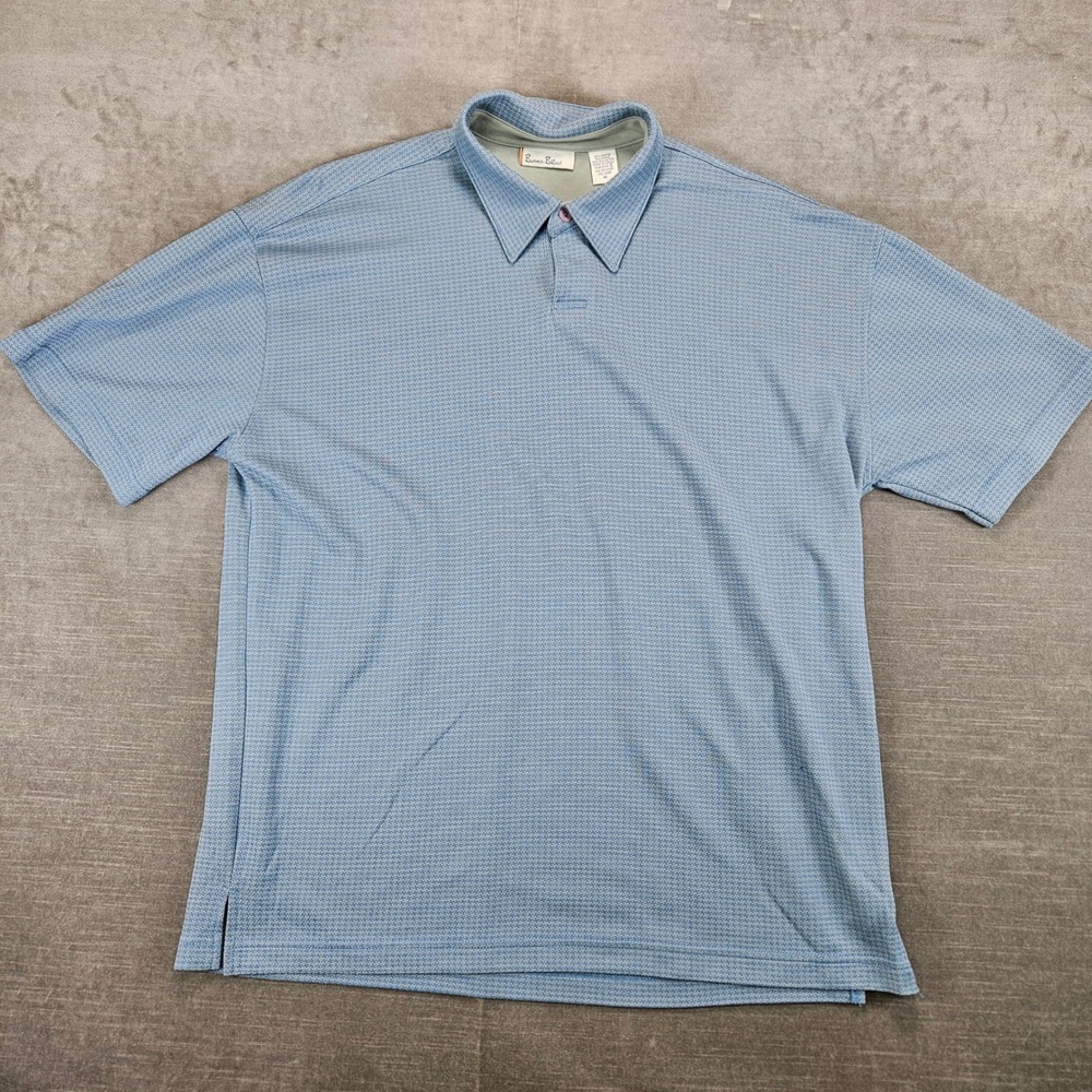 Burma‎ Bibas Blue Polo Shirt Mens Short Sleeve Knit Geometric Golf Sze Med